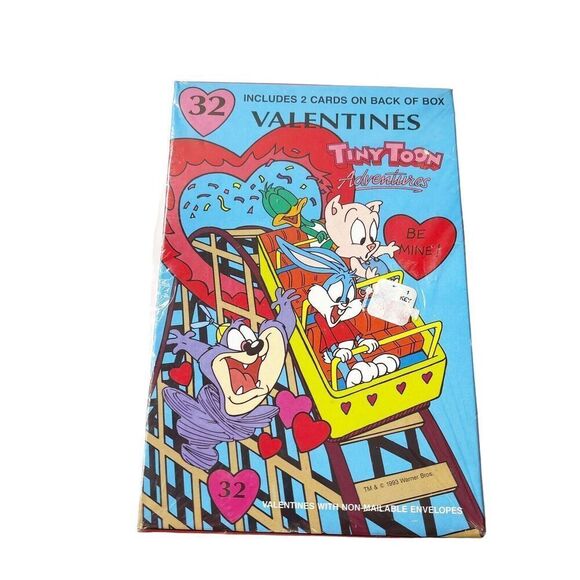 Vintage SEALED Valentine's Cards Tiny Toon Adventures Set of 32 Warner Bros 1993 - Picture 1 of 16